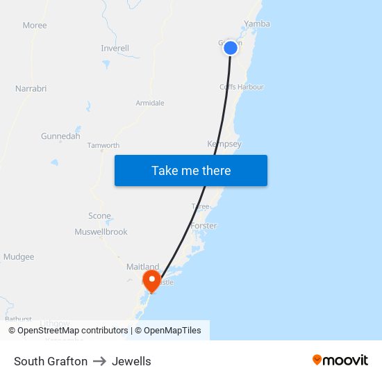 South Grafton to Jewells map