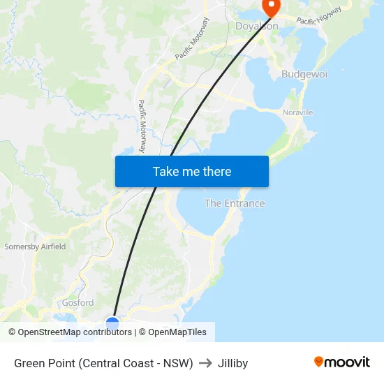 Green Point (Central Coast - NSW) to Jilliby map