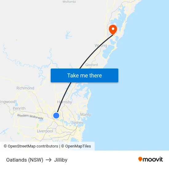 Oatlands (NSW) to Jilliby map