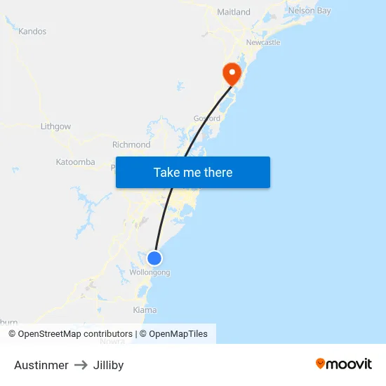 Austinmer to Jilliby map