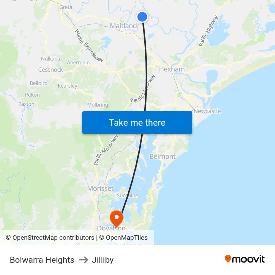 Bolwarra Heights to Jilliby map