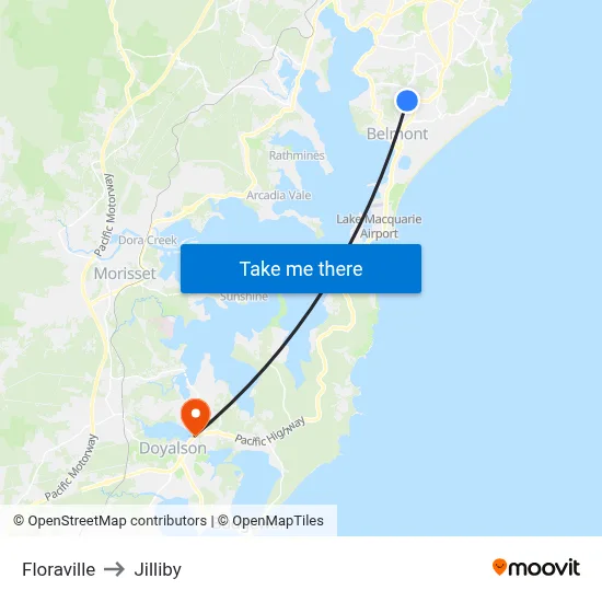 Floraville to Jilliby map