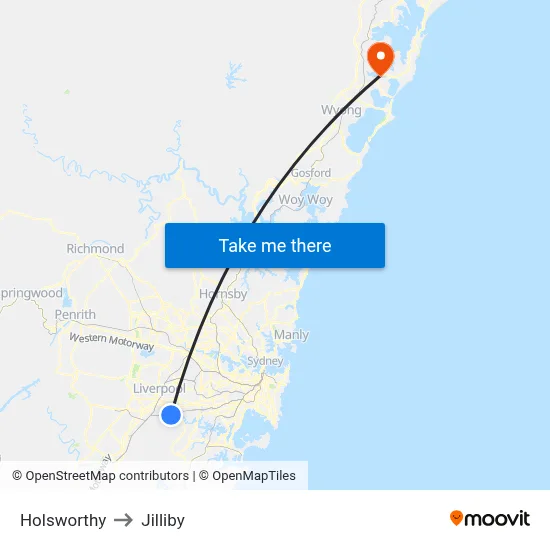 Holsworthy to Jilliby map