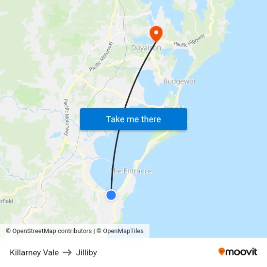 Killarney Vale to Jilliby map