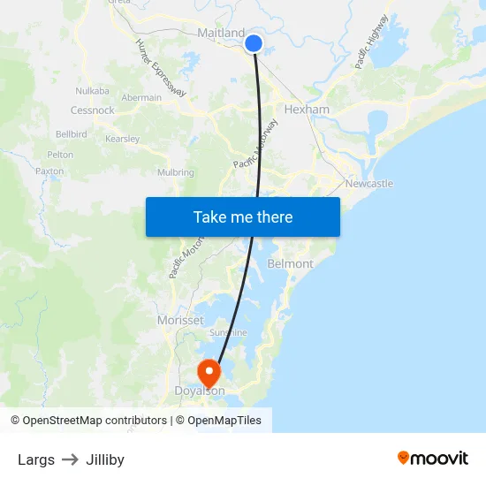 Largs to Jilliby map