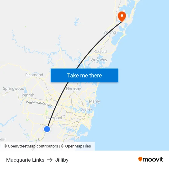 Macquarie Links to Jilliby map