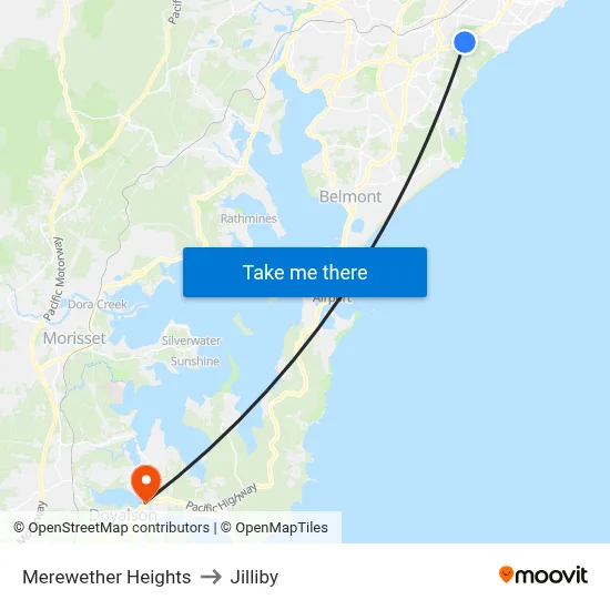 Merewether Heights to Jilliby map