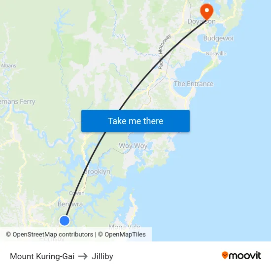 Mount Kuring-Gai to Jilliby map