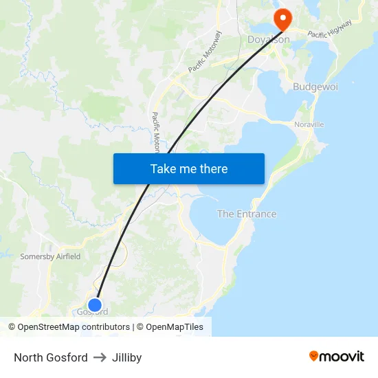 North Gosford to Jilliby map