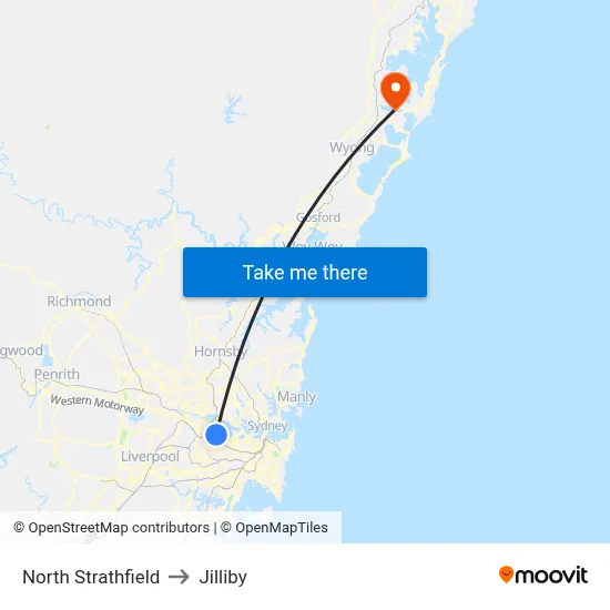 North Strathfield to Jilliby map