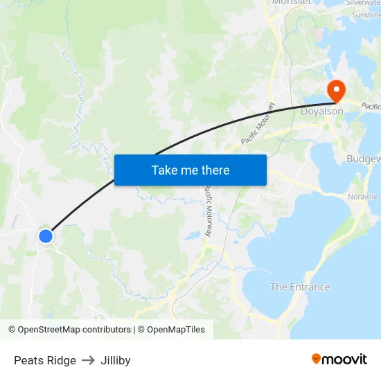 Peats Ridge to Jilliby map