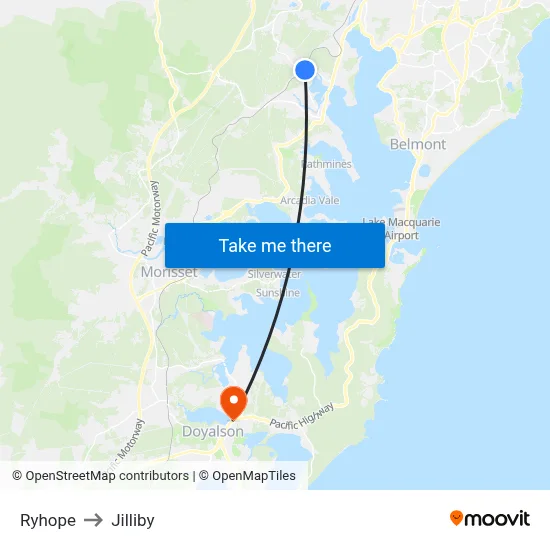 Ryhope to Jilliby map