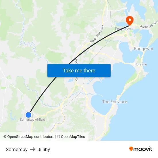 Somersby to Jilliby map