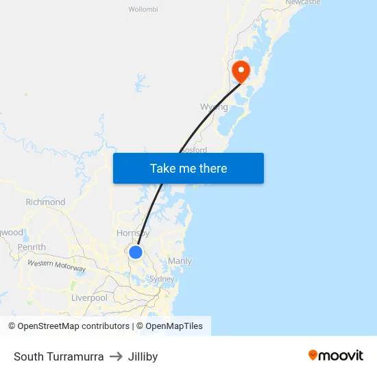 South Turramurra to Jilliby map