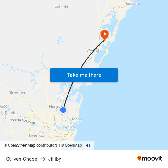 St Ives Chase to Jilliby map