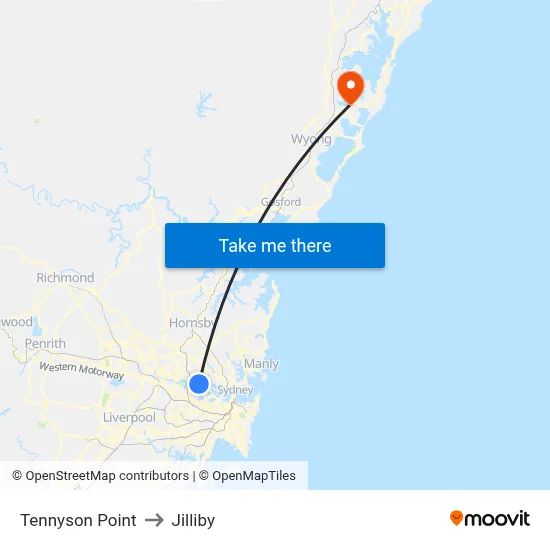 Tennyson Point to Jilliby map