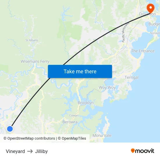 Vineyard to Jilliby map