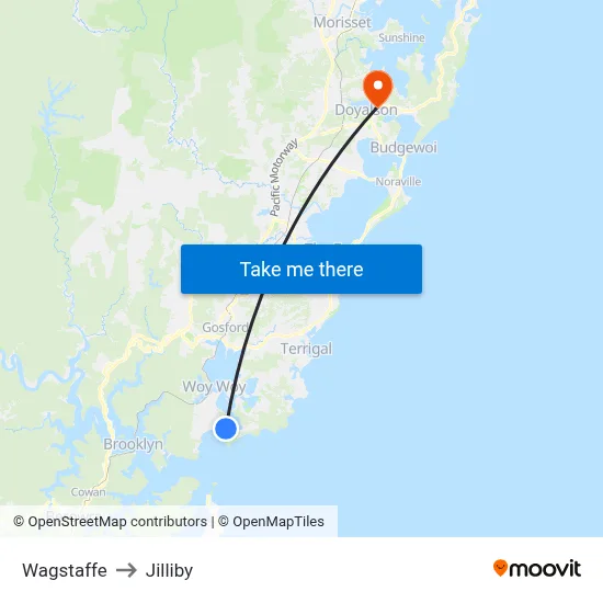 Wagstaffe to Jilliby map