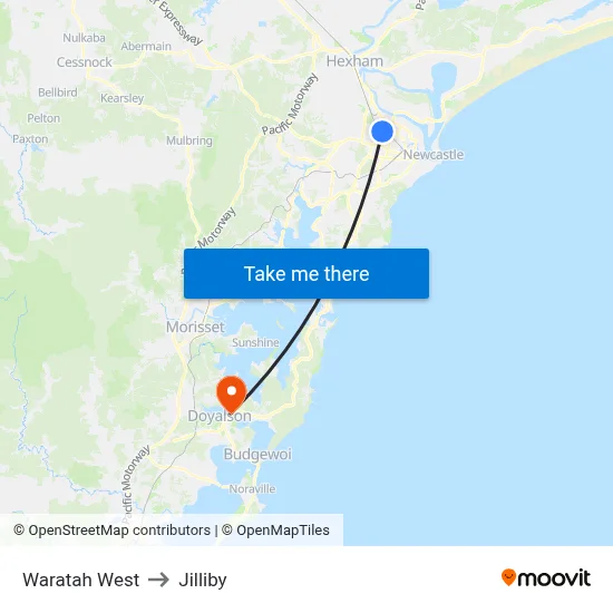 Waratah West to Jilliby map
