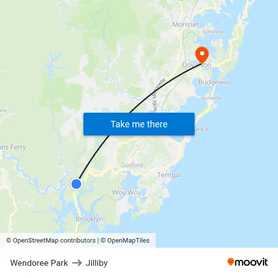 Wendoree Park to Jilliby map