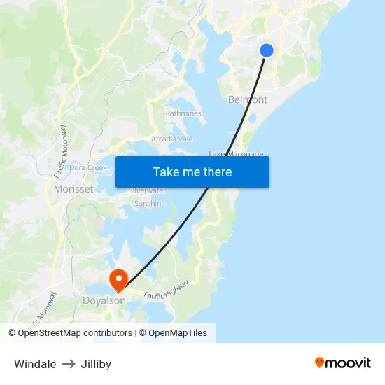 Windale to Jilliby map