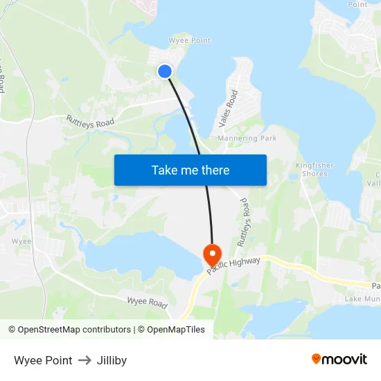 Wyee Point to Jilliby map