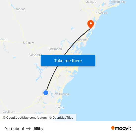 Yerrinbool to Jilliby map