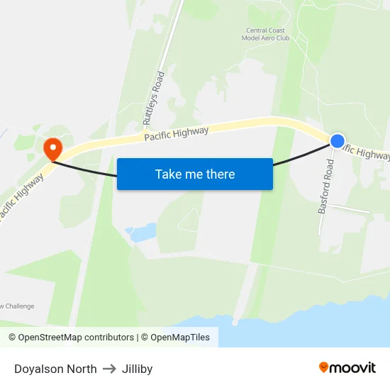 Doyalson North to Jilliby map