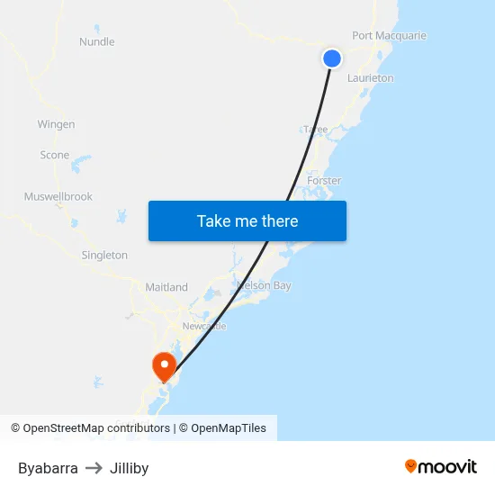 Byabarra to Jilliby map