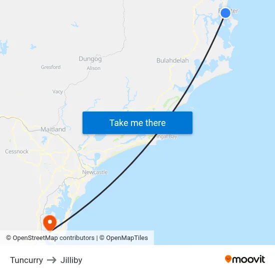 Tuncurry to Jilliby map