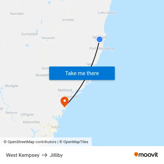 West Kempsey to Jilliby map