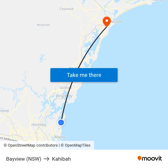 Bayview (NSW) to Kahibah map