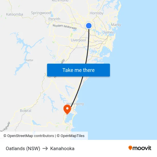 Oatlands (NSW) to Kanahooka map
