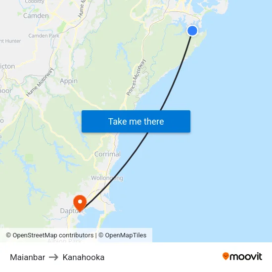 Maianbar to Kanahooka map