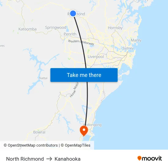 North Richmond to Kanahooka map