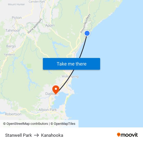 Stanwell Park to Kanahooka map