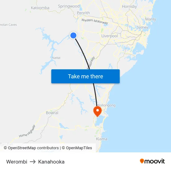 Werombi to Kanahooka map