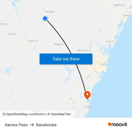 Aarons Pass to Kanahooka map