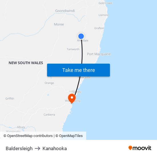 Baldersleigh to Kanahooka map