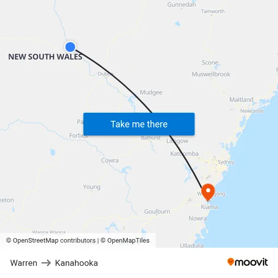 Warren to Kanahooka map