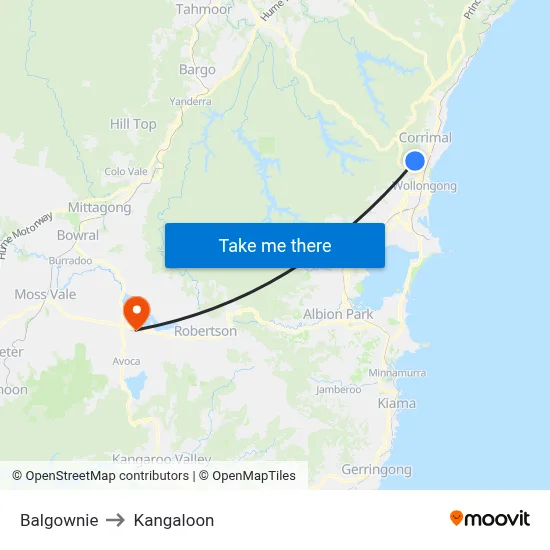 Balgownie to Kangaloon map