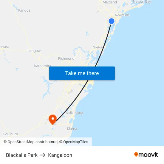 Blackalls Park to Kangaloon map