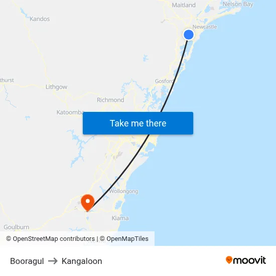 Booragul to Kangaloon map