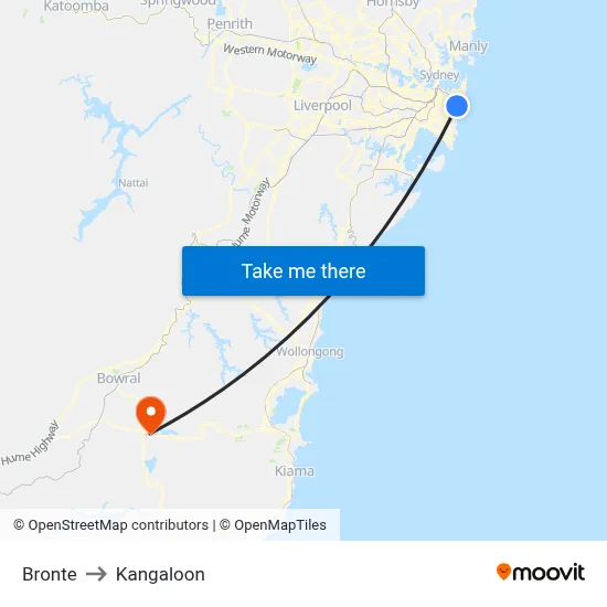 Bronte to Kangaloon map