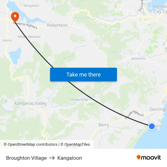 Broughton Village to Kangaloon map