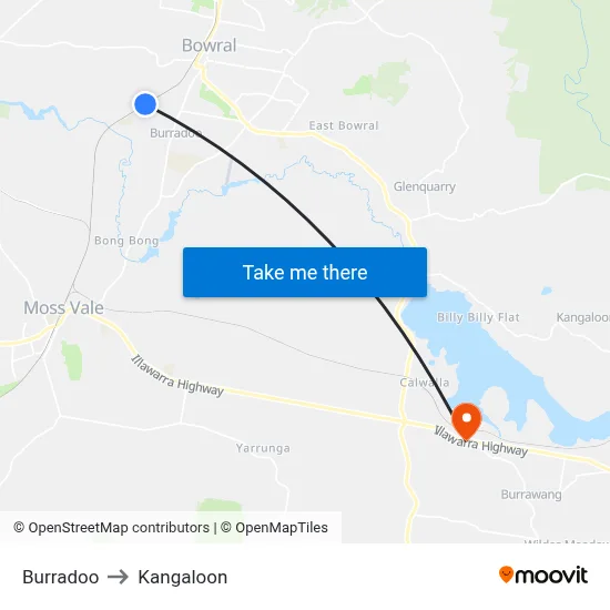 Burradoo to Kangaloon map