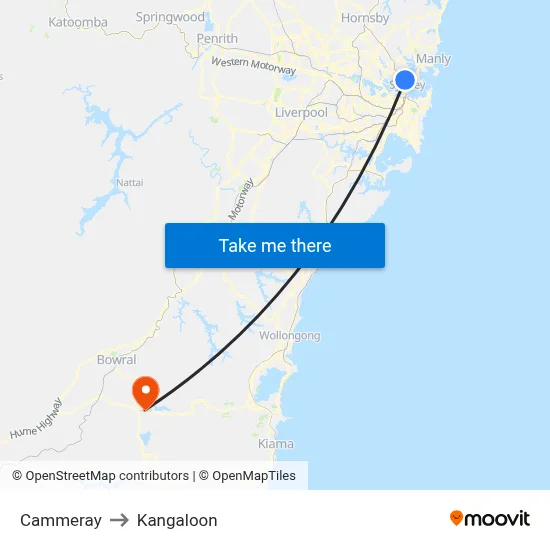 Cammeray to Kangaloon map