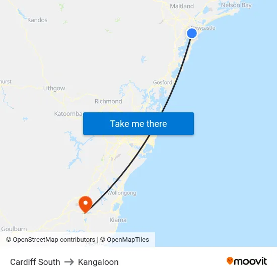 Cardiff South to Kangaloon map