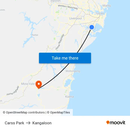 Carss Park to Kangaloon map
