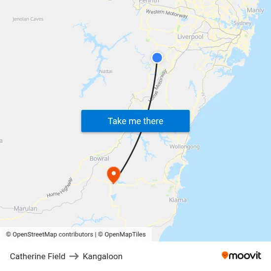 Catherine Field to Kangaloon map